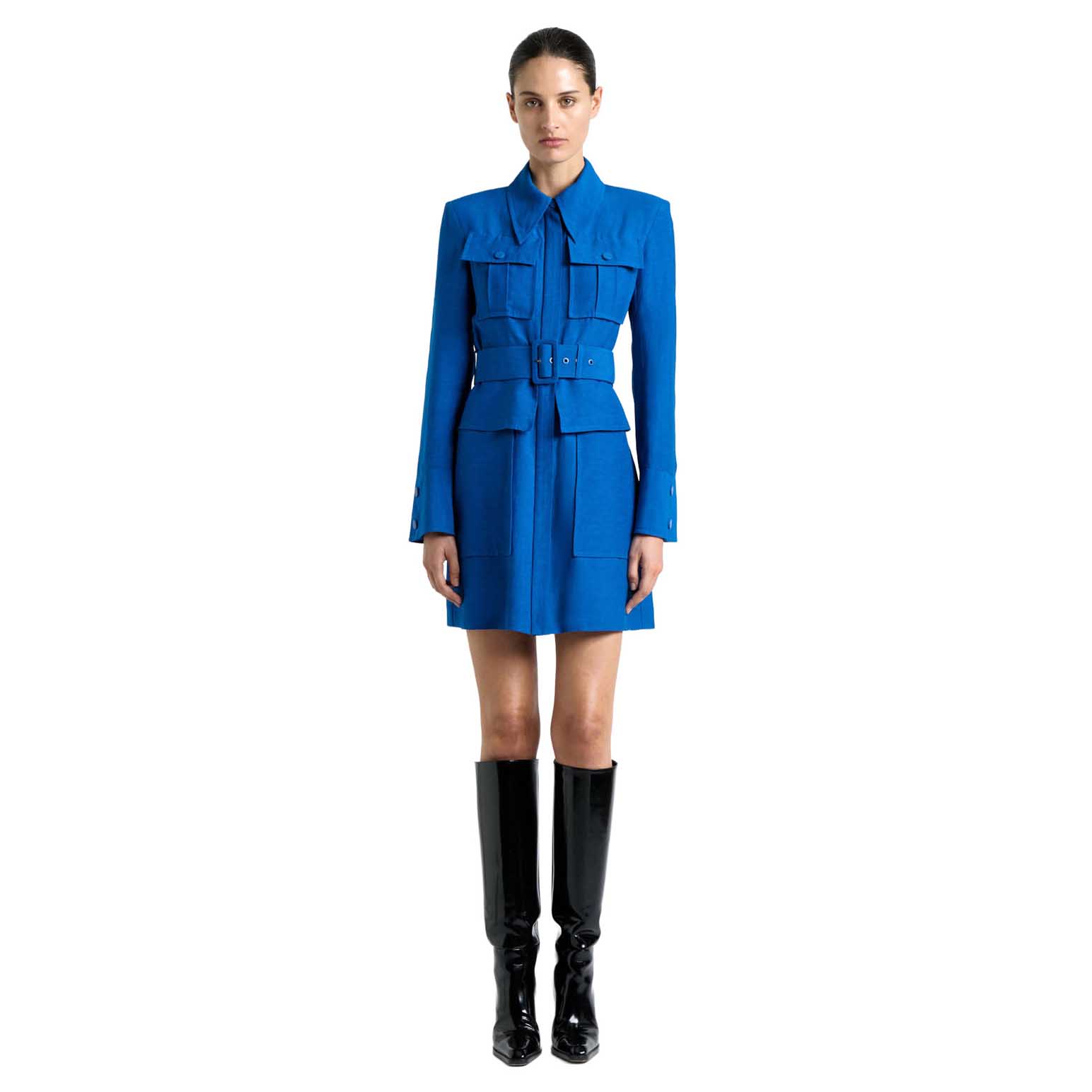Cue Blue Viscose Blend Utility Mini Dress